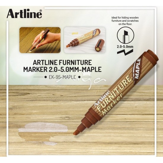 Marker Artline 95, Pentru Mobilier Din Lemn (retusuri), Corp Plastic, Varf Tesit 2.0-5.0mm - Artar