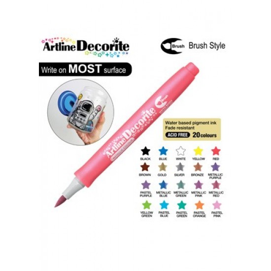 Marker Artline Decorite, Varf Flexibil (tip Pensula) - Roz Metalizat