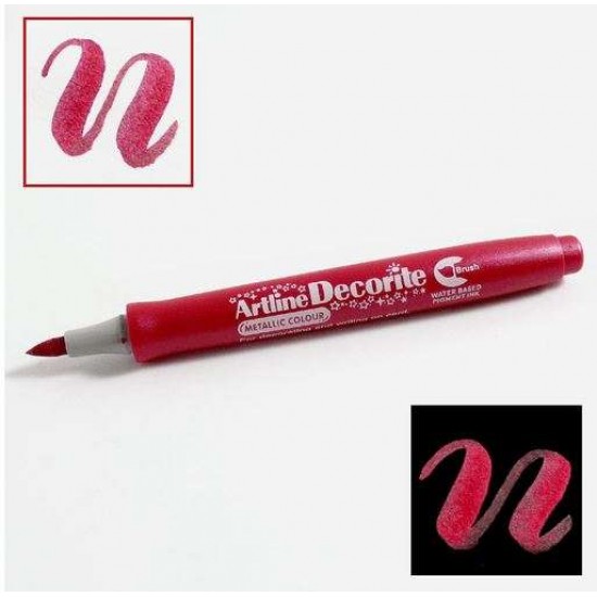 Marker Artline Decorite, Varf Flexibil (tip Pensula) - Rosu Metalizat