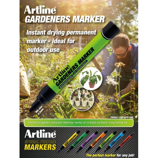 Marker Artline, Pentru Gradinari, Corp Plastic, Varf Rotund 2.3mm - Negru
