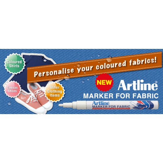 Marker Artline For Fabric, Pentru Marcat Pe Material Textil, Corp Metalic, Varf Rotund 1.2mm - Alb
