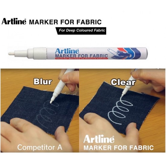 Marker Artline For Fabric, Pentru Marcat Pe Material Textil, Corp Metalic, Varf Rotund 1.2mm - Alb