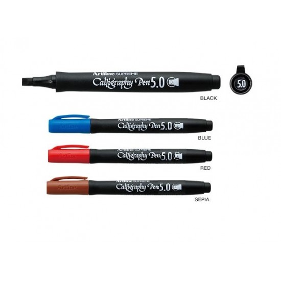 Marker Artline Supreme Calligraphy, Varf Tesit Din Fetru 5.0mm - Rosu
