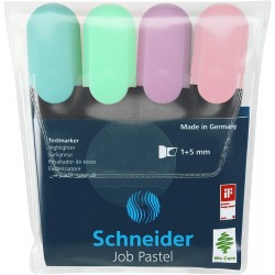 Textmarker Schneider Job Pastel, Varf Lat, 4 Culori/set -(turcoaz, Menta, Lavanda, Roze)