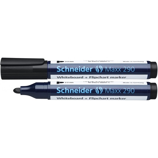 Marker Schneider Maxx 290, Pentru Tabla De Scris+flipchart, Varf Rotund 2-3mm, 4 Cul/set - (n,r,a,v)