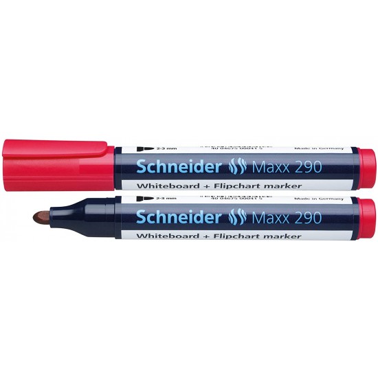 Marker Schneider Maxx 290, Pentru Tabla De Scris+flipchart, Varf Rotund 2-3mm, 4 Cul/set - (n,r,a,v)