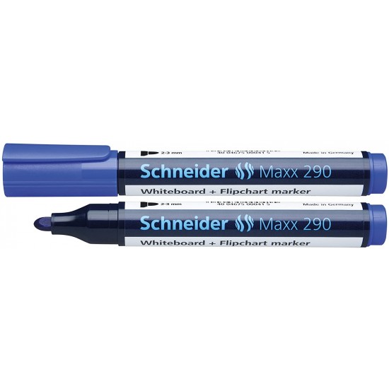 Marker Schneider Maxx 290, Pentru Tabla De Scris+flipchart, Varf Rotund 2-3mm, 4 Cul/set - (n,r,a,v)