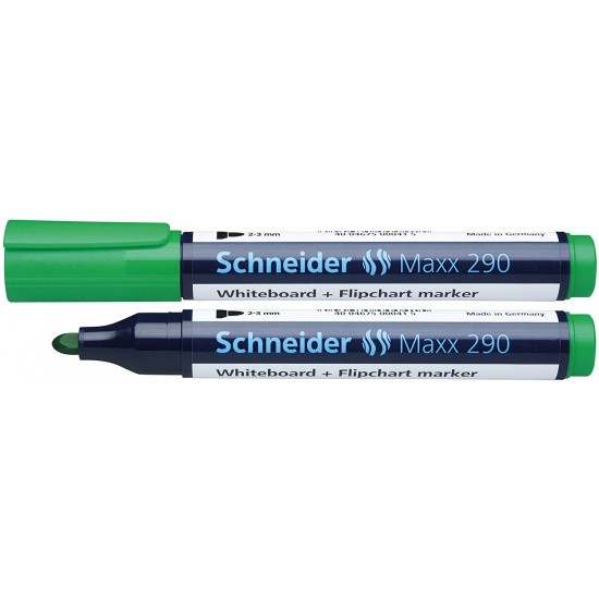 Marker Schneider Maxx 290, Pentru Tabla De Scris+flipchart, Varf Rotund 2-3mm, 4 Cul/set - (n,r,a,v)