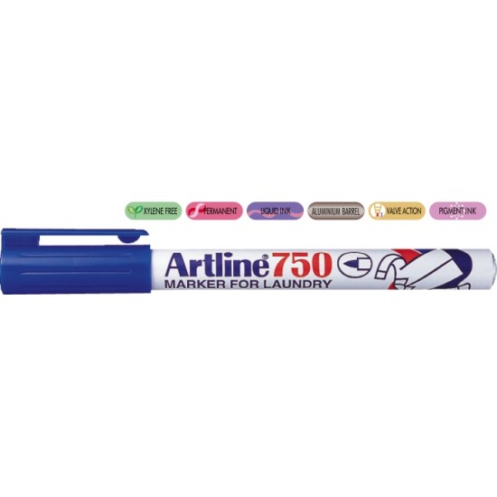 Marker Artline 750, Pentru Textile, Corp Metalic, Varf Rotund 0.7mm - Albastru