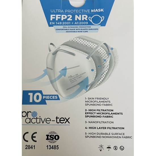 Masca Respiratorie Ffp2, Ambalata Individual, 10 Buc/cutie, Pro-active Tex - Alba