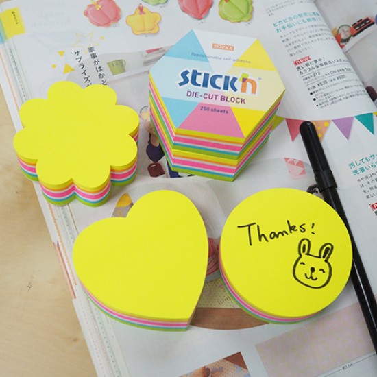 Notes Autoadeziv Die-cut - Cerc, 67 X 67 Mm, 250 File, Stick"n - 5 Culori Fluorescente