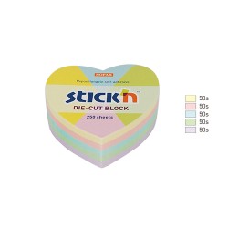Notes Autoadeziv Die-cut - Inima, 64 X 67 Mm, 250 File, Stick"n - 5 Culori Pastel Notes Autoadeziv Die-cut - Inima, 64 X 67 Mm, 250 File, Stick"n - 5 Culori Pastel