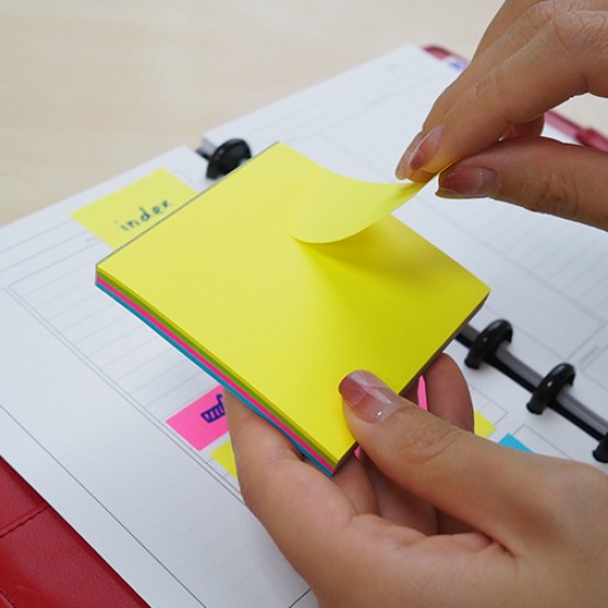 Notes Autoadeziv Perforat 76 X 76 Mm, 80 File, (2 In 1 - Notes/index), Stick"n - 4 Culori Pastel