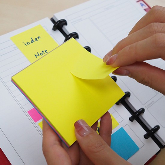 Notes Autoadeziv Perforat 76 X 76 Mm, 80 File, (2 In 1 - Notes/index), Stick"n - 4 Culori Pastel