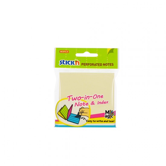 Notes Autoadeziv Perforat 76 X 76 Mm, 80 File, (2 In 1 - Notes/index), Stick"n - 4 Culori Pastel