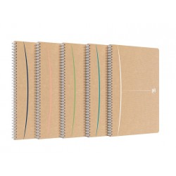 Caiet Cu Spirala A4, Oxford Touareg, 90 File-90g/mp, Coperta Carton Reciclat, Kraft/dungi Ass - Dict