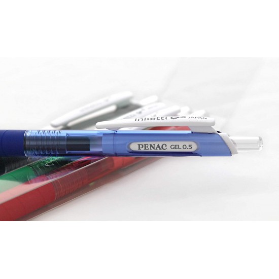 Pix Cu Gel Penac Inketti, Rubber Grip, 0.5mm, Corp Albastru Transparent - Scriere Albastra