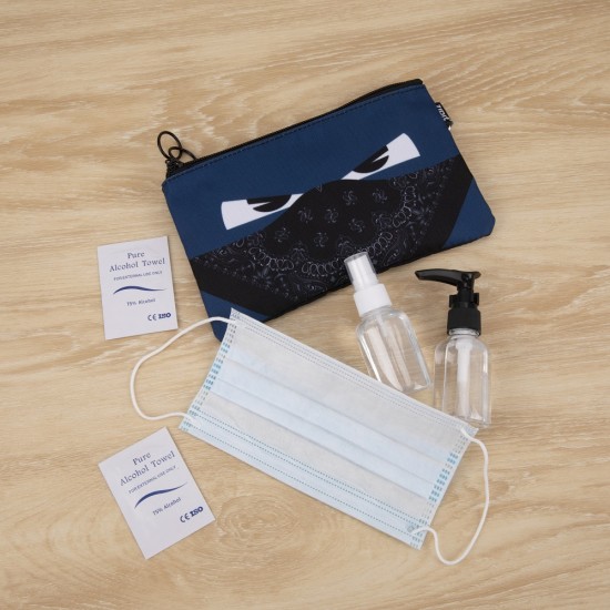 Penar Dublu Cu Fermoar Si Masca Material Textil, Zipit Face-it Bandit - Albastru