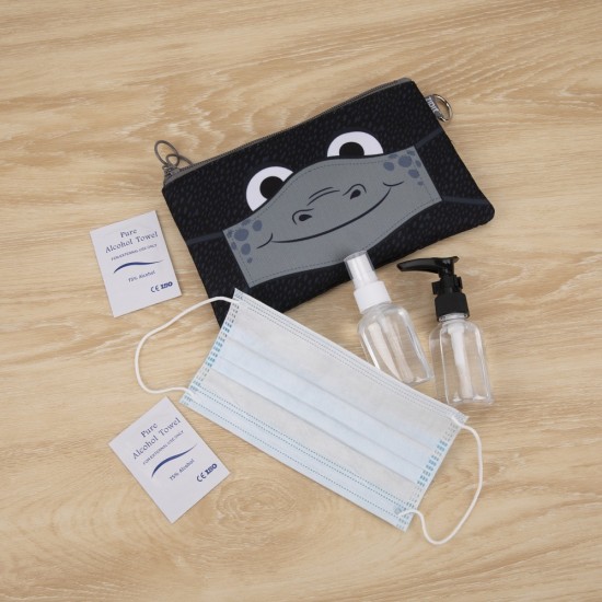 Penar Dublu Cu Fermoar Si Masca Material Textil, Zipit Face-it Masks - Negru