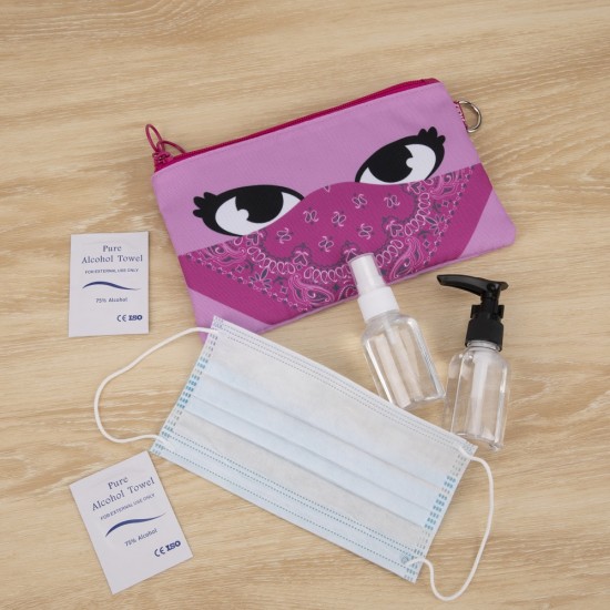 Penar Dublu Cu Fermoar Si Masca Material Textil, Zipit Face-it Bandit - Roz