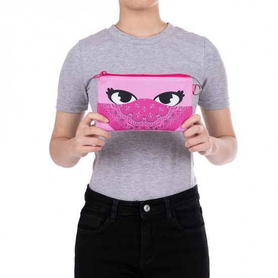 Penar Dublu Cu Fermoar Si Masca Material Textil, Zipit Face-it Bandit - Roz
