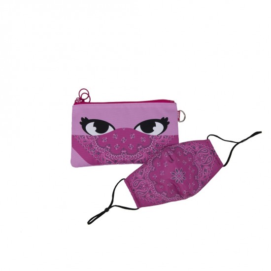 Penar Dublu Cu Fermoar Si Masca Material Textil, Zipit Face-it Bandit - Roz