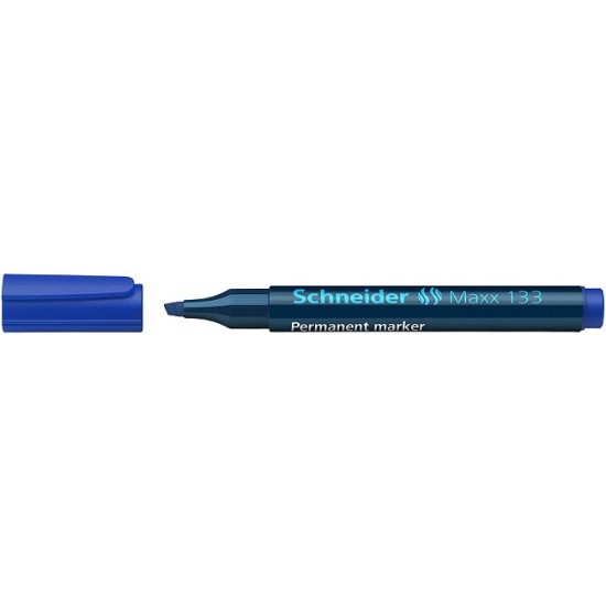 Permanent Marker Schneider Maxx 133, Varf Tesit 1+4mm - Albastru