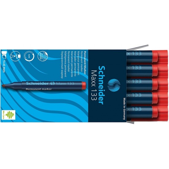 Permanent Marker Schneider Maxx 133, Varf Tesit 1+4mm - Rosu