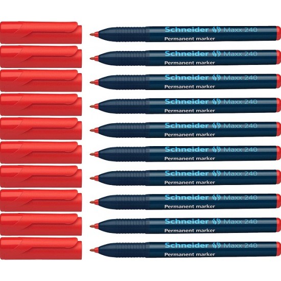 Permanent Marker Schneider Maxx 240, Varf Rotund 1-2mm - Rosu