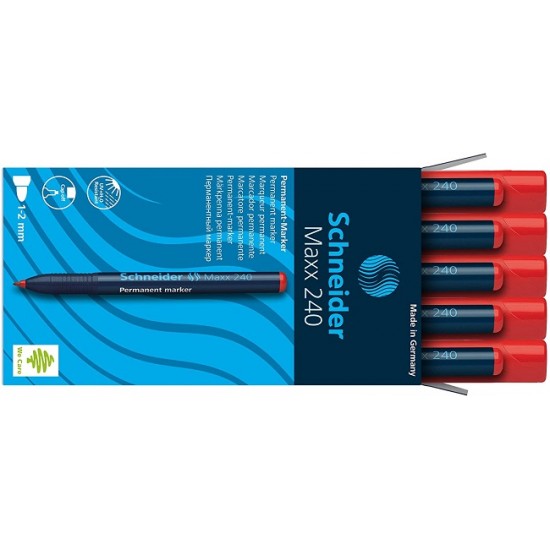 Permanent Marker Schneider Maxx 240, Varf Rotund 1-2mm - Rosu