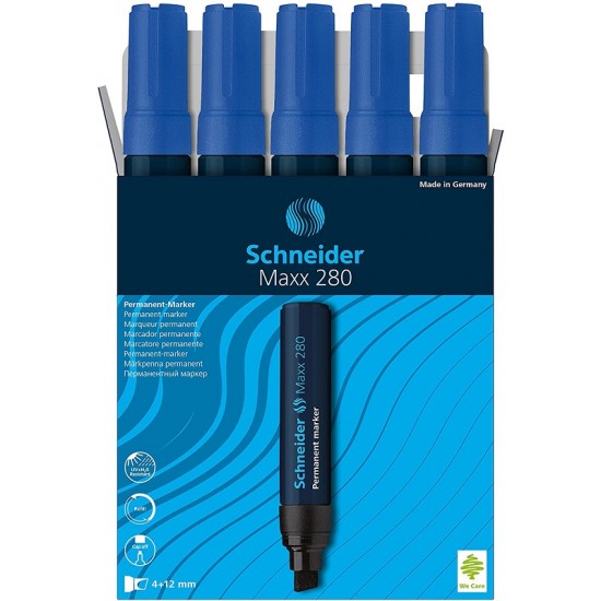 Permanent Marker Schneider Maxx 280, Varf Tesit 4+12mm - Albastru
