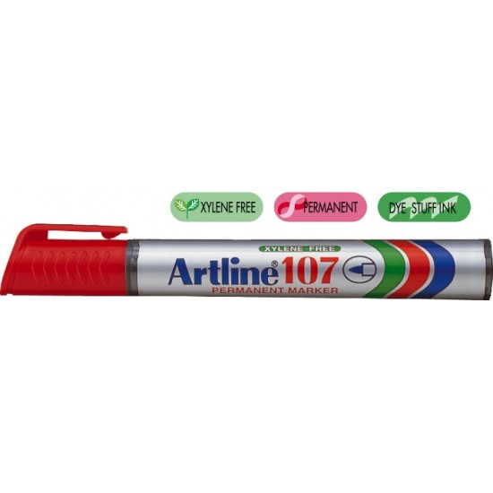 Permanent Marker Artline 107, Corp Plastic, Varf Rotund 1.5mm - Rosu