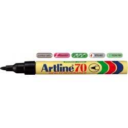 Permanent Marker Artline 70, Corp Metalic, Varf Rotund 1.5mm - Negru