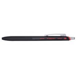 Pix Penac X-beam Xbm-107, Rubber Grip, 0.7mm, Clema Metalica, Corp Negru - Scriere Rosie