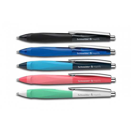 Pix Schneider Haptify, Rubber Grip, Clema Metalica, Corp Bleumarin/bleu - Scriere Albastra