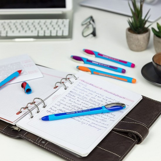 Pix Schneider Slider Memo Xb, Rubber Grip, Accesorii Metalice - Scriere Albastra