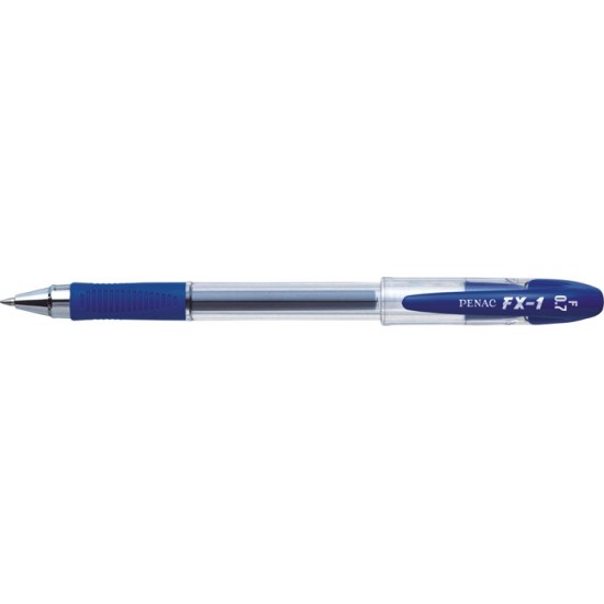 Pix Cu Gel Penac Fx-1, Rubber Grip, 0.7mm, Con Metalic, Corp Transparent - Scriere Albastra
