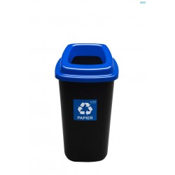 Cos Plastic Reciclare Selectiva, Capacitate 90l, Plafor Sort - Negru Cu Capac Albastru - Hartie