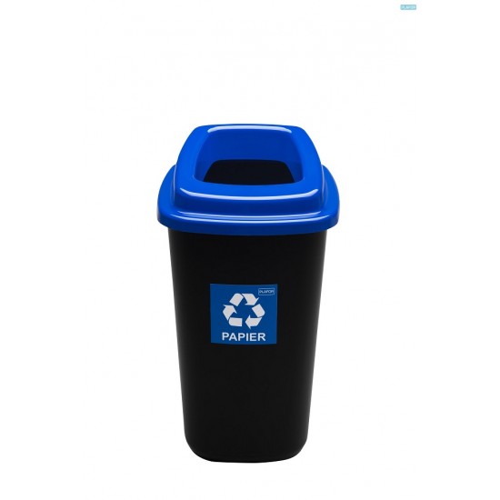 Cos Plastic Reciclare Selectiva, Capacitate 45l, Plafor Sort - Negru Cu Capac Albastru - Hartie