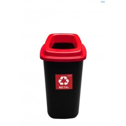 Cos Plastic Reciclare Selectiva, Capacitate 90l, Plafor Sort - Negru Cu Capac Rosu - Metal