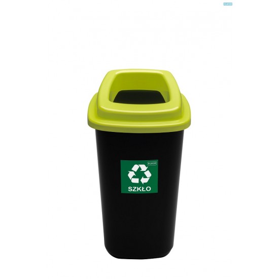 Cos Plastic Reciclare Selectiva, Capacitate 28l, Plafor Sort - Negru Cu Capac Verde - Sticla