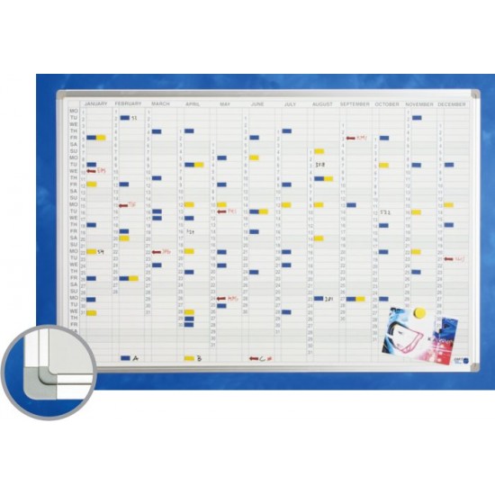 Planner Anual, Vertical, 90 X 120 Cm, Profil Aluminiu Sl, Smit