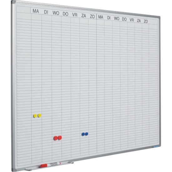 Planner Dublu Saptamanal, 90 X 120 Cm, Profil Aluminiu Sl, Smit (benzi Magnetice Incluse)