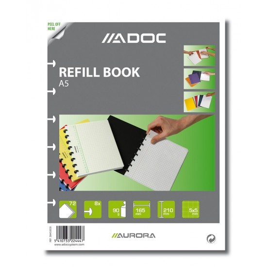 Rezerva Caiet A5, 72 File - 90g/mp, Aurora Adoc - Matematica