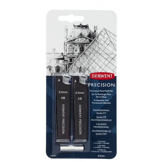 Rezerva Mine Si Radiere Derwent Professional, Pentru Creion Mecanic, Hb/2b 0.5 Mm, 30 Buc/set, Negru