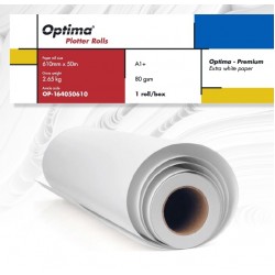 Rola Plotter A1+, 80gr, 610mm X 50m, Optima - Premium