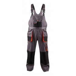 Salopeta Munca Philip, 35% Bumbac, 65% Poliester, Buzunare - Masura 50 - Gri Cu Portocaliu