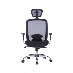 Scaun De Birou, Brate Plastic, Rotile, Mesh Textil, Cu Tetiera, Office Products Samos - Negru Scaun De Birou, Brate Plastic, Rotile, Mesh Textil, Cu Tetiera, Office Products Samos - Negru