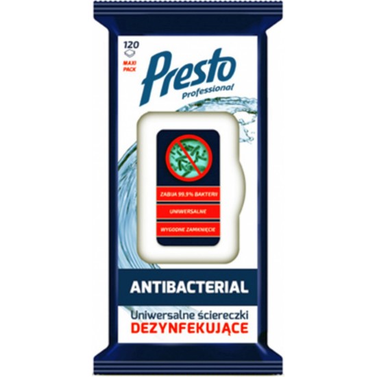 Servetele Umede Dezinfectante, 120 Buc/pachet, Presto