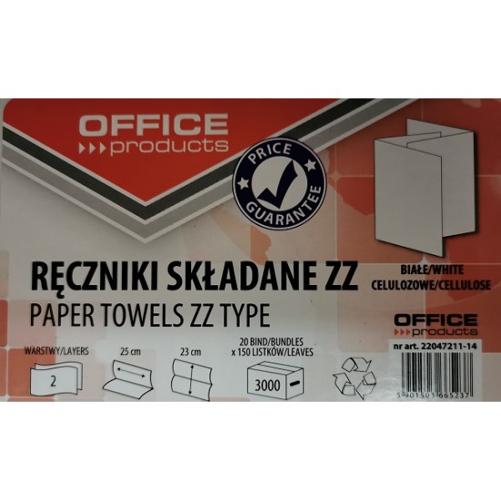 Servetele Zz Hartie Alba, 23x25cm, 2 Straturi, 150buc/pachet, 20pachete/cutie, Office Products